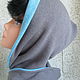  Hood with a double scarf made of cotton gray-blue. Hoods. Irina-snudy,hoods,gloves (gorodmasterov). Online shopping on My Livemaster.  Фото №2
