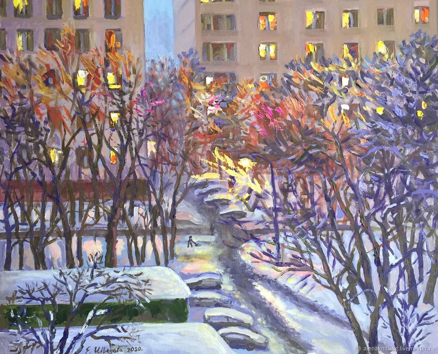  Oil painting landscape ' Winter evening. Moscow», Pictures, Moscow,  Фото №1