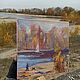 Oil painting 'Autumn by the river', 30-30 cm. Pictures. Zhanne Shepetova. Online shopping on My Livemaster.  Фото №2