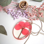 Украшения handmade. Livemaster - original item Transparent Pendant with Real Geranium Flower Pink Eco Boho Jewelry. Handmade.