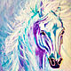 Картина лошадь белый конь 50х60. Картины. Юлия Берсенева Цветные коты. Интернет-магазин Ярмарка Мастеров.  Фото №2