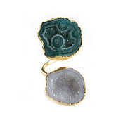 Украшения handmade. Livemaster - original item Quartz ring, green ring, white ring two stones. Handmade.