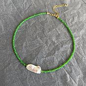 Украшения handmade. Livemaster - original item Green choker with pearls. Necklace of beads. Handmade.