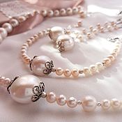 Украшения handmade. Livemaster - original item Set of pearl and 925 sterling silver.. Handmade.