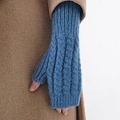 Аксессуары handmade. Livemaster - original item Long blue mitts.. Handmade.