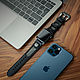 Часовой ремешок на Apple Watch из натуральной кожи и карбона. Ремешок для часов. Jumo Store. Интернет-магазин Ярмарка Мастеров.  Фото №2