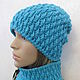 Order Cap and shirt front, half-fur, turquoise color. Cozy corner. Livemaster. . Headwear Sets Фото №3