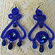 Order Blue lace chandelier earrings La Femme ' Ultramarine'. Beaded jewelry by Mariya Klishina. Livemaster. . Earrings Фото №3