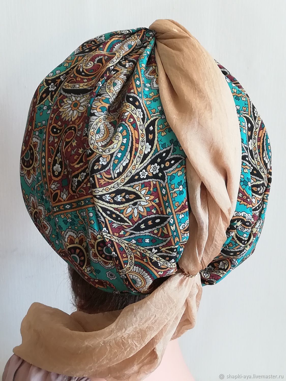 Тюрбан, Чалма тюрбан летняя, Шапка чалма шелковая, Тюрбан из платка ...