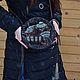 Маленькая кожаная сумка с ручной росписью Слон коричневая, Классическая сумка, Львов,  Фото №1