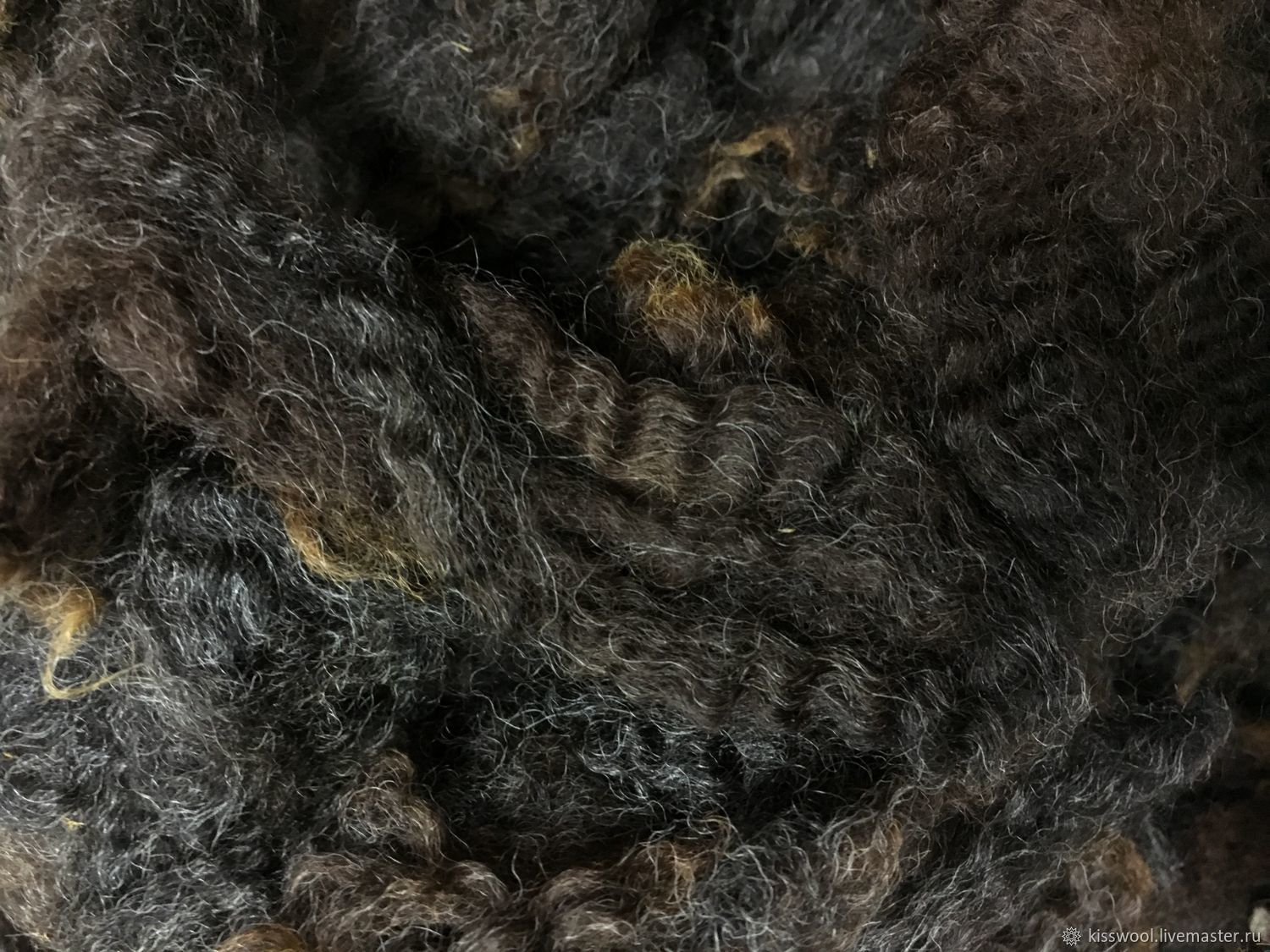 Fleece Parental Chocolate-black. 50 grams. New Zealand, Wool, Berdsk,  Фото №1