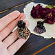 Order Copper earrings with black obsidian boho geometric Flower earrings. Strangell Jewelry. Livemaster. . Earrings Фото №3