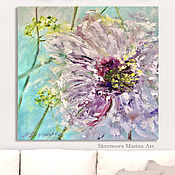 Картины и панно handmade. Livemaster - original item Oil painting with abstract flower. Delicate abstract flower oil.. Handmade.