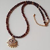 Украшения handmade. Livemaster - original item Garnet necklace, garnet beads, choker jewelry with cut. Handmade.