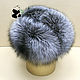 Hat with earflaps made of silver Fox fur and genuine leather, Hat with ear flaps, Ekaterinburg,  Фото №1