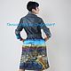 Denim with hand-painted coat " City on the river , sunset '. Coats. Exclusive clothes Dneproart (dneproart). Online shopping on My Livemaster.  Фото №2