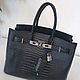 Сумка в стиле Birkin 30 из натуральной кожи с тиснением Croco baby. Классическая сумка. Magic denim in art. Интернет-магазин Ярмарка Мастеров.  Фото №2