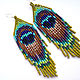Earrings-brush: ' Peacock feather'. Tassel earrings. helgaboho. Online shopping on My Livemaster.  Фото №2