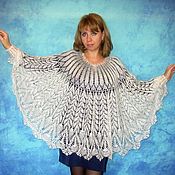 White hand knit lace Russian shawl,Wool wrap,Bridal cape №43