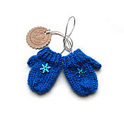 Куклы и игрушки handmade. Livemaster - original item Doll mittens 5 cm knitted blue. Handmade.