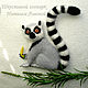 Order Lemur catta brooch - a ring-tailed lemur - dry felting wool (Lemur catta). Woolen Zoo. Livemaster. . Brooches Фото №3