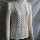 "Морская пена"- женский чистошерстяной свитер косами. Свитеры. IRINA GRUDKINA Handmade Knitwear. Ярмарка Мастеров.  Фото №7