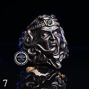 Кольцо оберег "Демон-Азазель" из серебра с бриллиантами