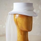 Свадебный салон handmade. Livemaster - original item White satin wedding female cylinder 