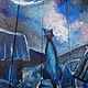 Картина на досках - Кот под луной. Лофт. Картины. Кирилл (moscraft). Ярмарка Мастеров.  Фото №4