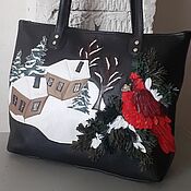Сумки и аксессуары handmade. Livemaster - original item Leather bag. Shopper Cardinalchernaya bag. Handmade.