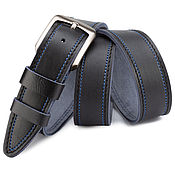Аксессуары handmade. Livemaster - original item Percival leather belt (dark blue). Handmade.