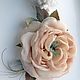 FABRIC FLOWERS. Chiffon rose brooch ' Creme brulee', Brooches, Vidnoye,  Фото №1