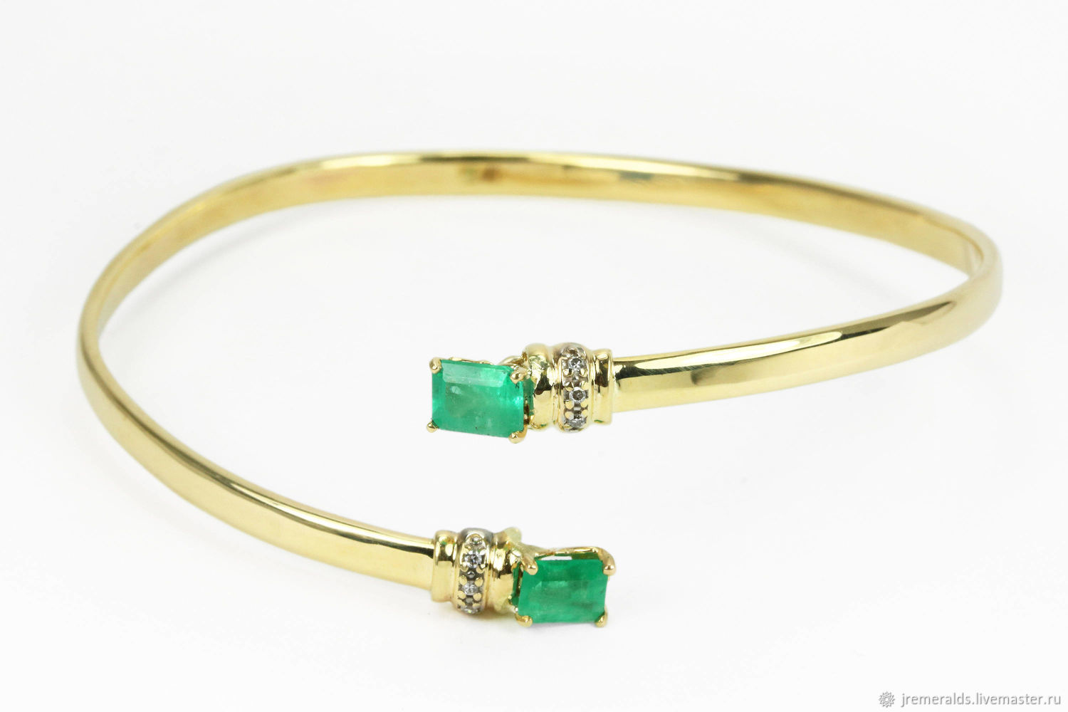 2.23cts Emerald Diamond Bangle Bracelet 14k, Emerald Bangle, Emerald A