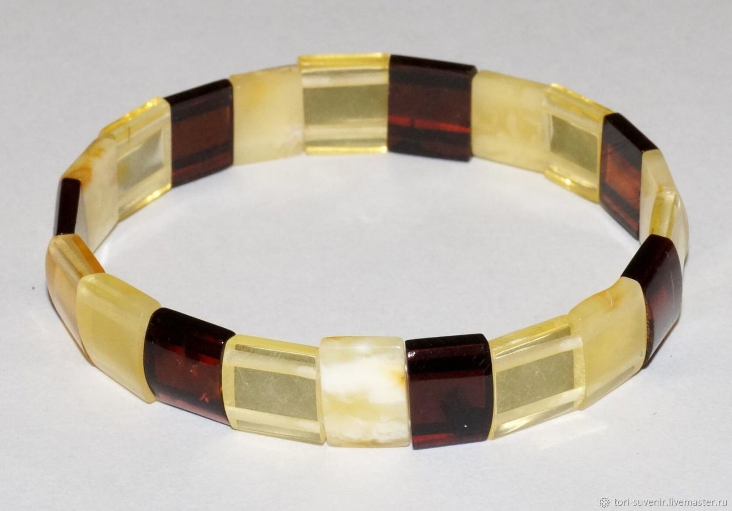 Bracelet made of natural amber with elastic band, Cuff bracelet, Belokuriha,  Фото №1