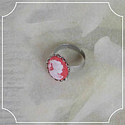 Субкультуры handmade. Livemaster - original item Ring with cameo Girl background pink under silver 13h18. Handmade.
