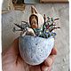 Пасхальное яичко с зайкой и цветами. Пасхальные сувениры. Ватные игрушки Ольги Лад. Ярмарка Мастеров.  Фото №4