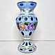 Vase Bohemia double-layer glass 50-60 gg painted cobalt, Vintage vases, Ramenskoye,  Фото №1