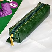 Сумки и аксессуары handmade. Livemaster - original item Leather pencil case green. Handmade.