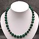 Green beads made of natural agate stones with a cut, Beads2, Moscow,  Фото №1