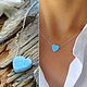 Heart pendant blue opal pendant on a chain spring tenderness