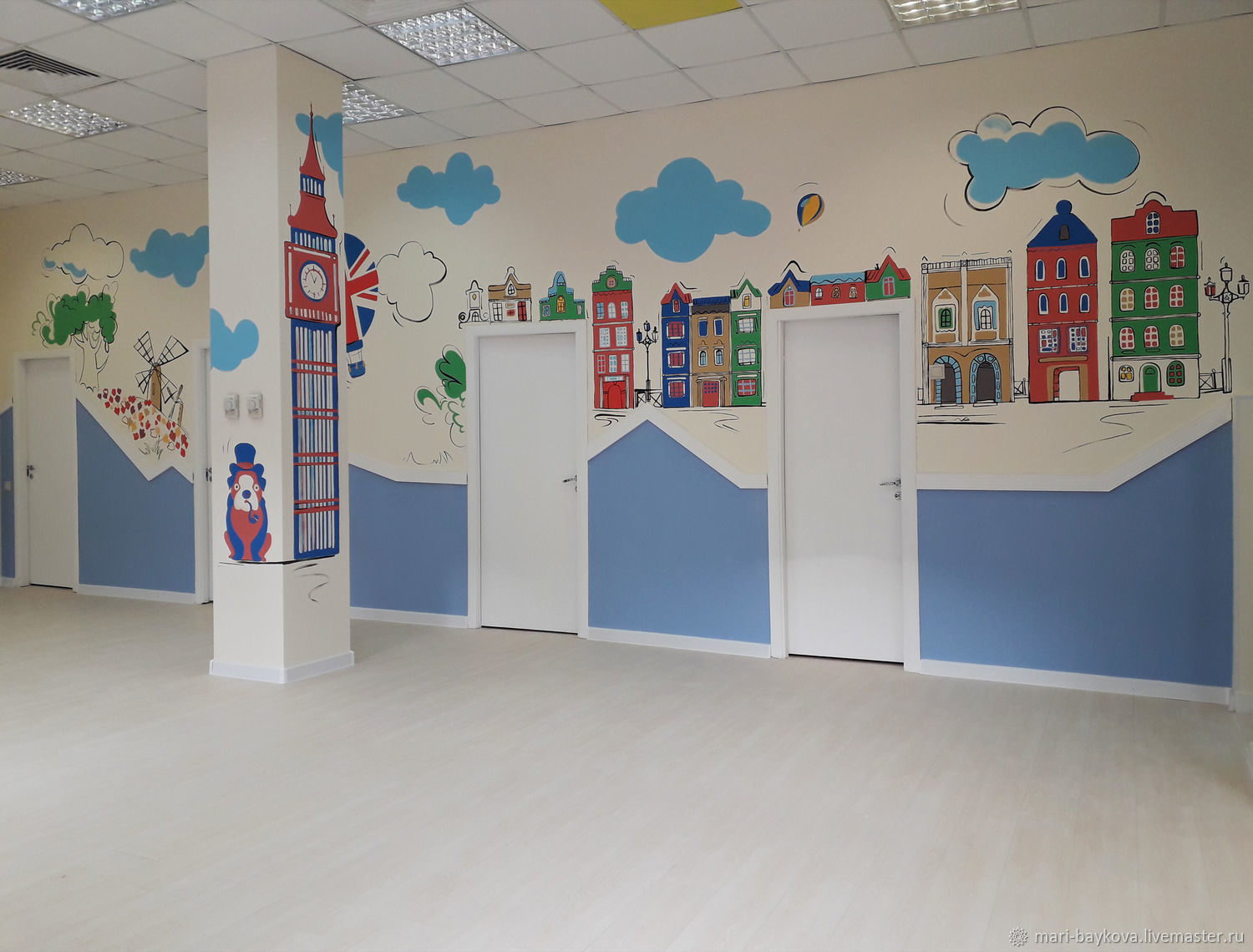 Роспись стен в детском саду | Оформление стен детских садов