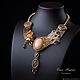 gold. Gold necklace Sunny Wind with natural and precious stones. Necklace. Elena Potsepnya Jewelry. My Livemaster. Фото №6