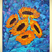 Pintura en técnica mixta flores de Sol