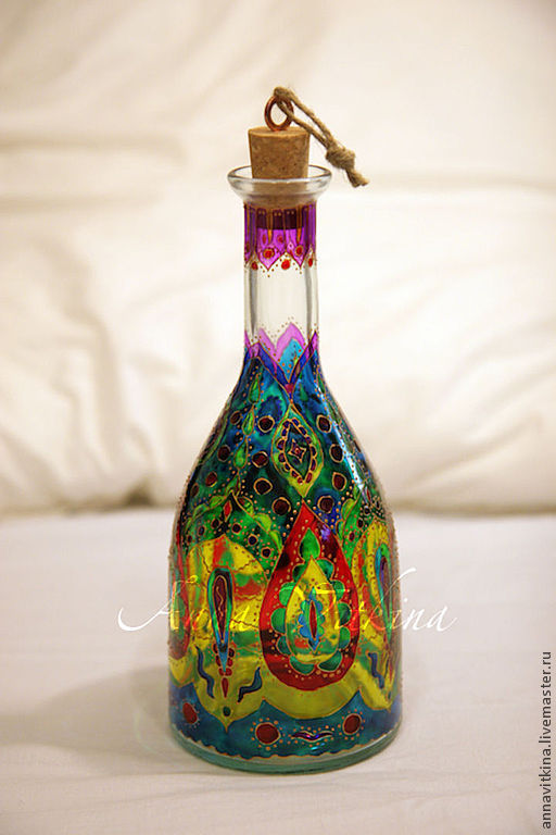 Бутылка \"Восточная\", ручная роспись по стеклу в интернет-магазине на ...