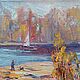 Oil painting 'Autumn by the river', 30-30 cm, Pictures, Nizhny Novgorod,  Фото №1