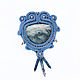 Soutache brooch with stone and pearls Swarovski blue Mountain peaks, Brooches, St. Petersburg,  Фото №1