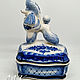 Poodle jewelry box (painted Gzhel), Figurines, Moscow,  Фото №1