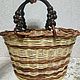 Bag - braided basket with wooden handles, Classic Bag, Kirovo-Chepetsk,  Фото №1