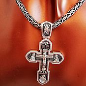 Серебряный крест православный,  с выборочным чернением