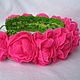 wreath, headband hair 'neon roses' knitted, Children\'s tiaras, Moscow,  Фото №1